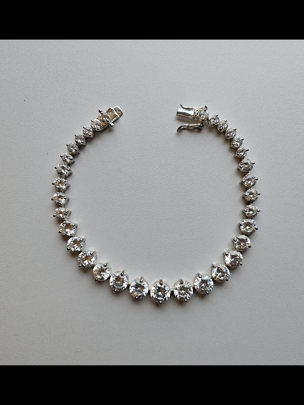 Sterling Silver (925) Bracelet with Clear Stones